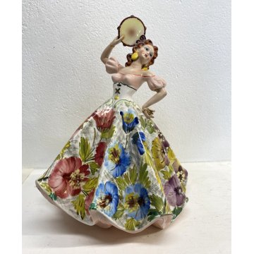 GRANDE SCULTURA CERAMICA G. Girardi BALLERINA GITANA FLAMENCO N° 520 42 cm/h '50