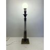 ANTICA BASE LAMPADA da TAVOLO COLONNA METALLO BIANCO OTTONE STILE IMPERO '900