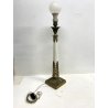 ANTICA BASE LAMPADA da TAVOLO COLONNA METALLO BIANCO OTTONE STILE IMPERO '900