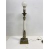 ANTICA BASE LAMPADA da TAVOLO COLONNA METALLO BIANCO OTTONE STILE IMPERO '900