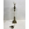 ANTICA BASE LAMPADA da TAVOLO COLONNA METALLO BIANCO OTTONE STILE IMPERO '900