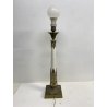 ANTICA BASE LAMPADA da TAVOLO COLONNA METALLO BIANCO OTTONE STILE IMPERO '900