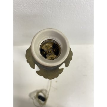 ANTICA BASE LAMPADA da TAVOLO COLONNA METALLO BIANCO OTTONE STILE IMPERO '900