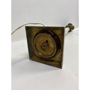 ANTICA BASE LAMPADA da TAVOLO COLONNA METALLO BIANCO OTTONE STILE IMPERO '900