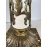 ANTICA BASE LAMPADA da TAVOLO COLONNA METALLO BIANCO OTTONE STILE IMPERO '900