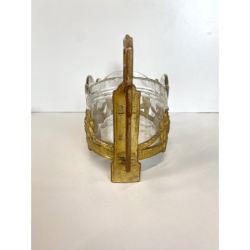 CENTROTAVOLA JARDINIERE ANTIMONIO DORATO VASCA VETRO DECORO STILE LITTORIO '30