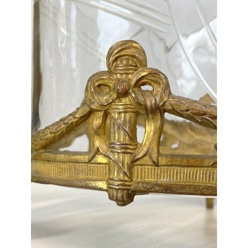 CENTROTAVOLA JARDINIERE ANTIMONIO DORATO VASCA VETRO DECORO STILE LITTORIO '30