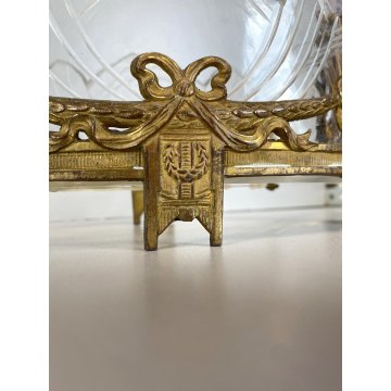 CENTROTAVOLA JARDINIERE ANTIMONIO DORATO VASCA VETRO DECORO STILE LITTORIO '30