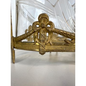 CENTROTAVOLA JARDINIERE ANTIMONIO DORATO VASCA VETRO DECORO STILE LITTORIO '30