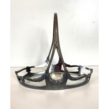 CESTINO TAVOLA WMF BRITANNIA METAL INSERTO CRISTALLO MOLATO  391 ART NOUVEAU '20