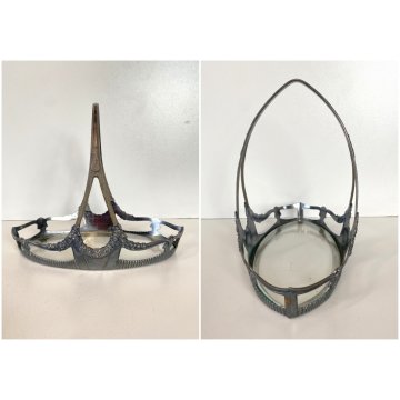 CESTINO TAVOLA WMF BRITANNIA METAL INSERTO CRISTALLO MOLATO  391 ART NOUVEAU '20