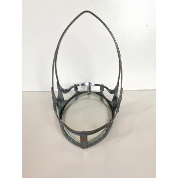 CESTINO TAVOLA WMF BRITANNIA METAL INSERTO CRISTALLO MOLATO  391 ART NOUVEAU '20