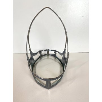 CESTINO TAVOLA WMF BRITANNIA METAL INSERTO CRISTALLO MOLATO  391 ART NOUVEAU '20