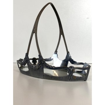 CESTINO TAVOLA WMF BRITANNIA METAL INSERTO CRISTALLO MOLATO  391 ART NOUVEAU '20