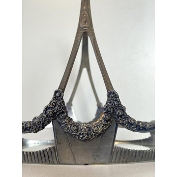 CESTINO TAVOLA WMF BRITANNIA METAL INSERTO CRISTALLO MOLATO  391 ART NOUVEAU '20