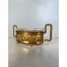 PICCOLA JARDINIERE  LAMINA OTTONE VASCA VETRO DECORO TRALCI VITE ART DECO '30