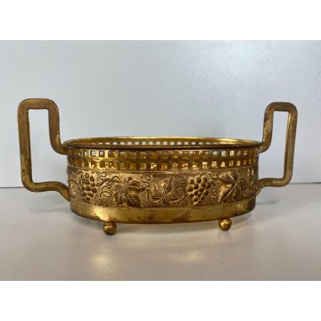 PICCOLA JARDINIERE  LAMINA OTTONE VASCA VETRO DECORO TRALCI VITE ART DECO '30