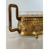 PICCOLA JARDINIERE  LAMINA OTTONE VASCA VETRO DECORO TRALCI VITE ART DECO '30