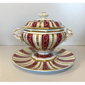 ZUPPIERA SUPPORTO COPERCHIO PORCELLANA Le Tallec PARIS hand painted FRANCE '900