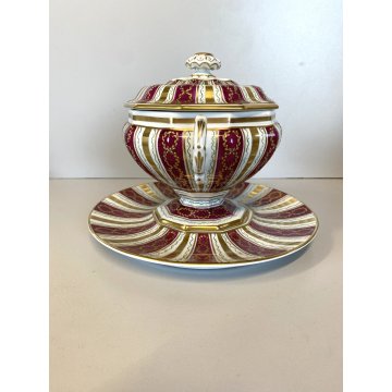 ZUPPIERA SUPPORTO COPERCHIO PORCELLANA Le Tallec PARIS hand painted FRANCE '900