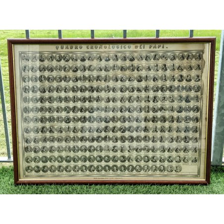ANTICA STAMPA INCISIONE G. M. Tagliaferri QUADRO CRONOLOGICO DEI PAPI Ritratto