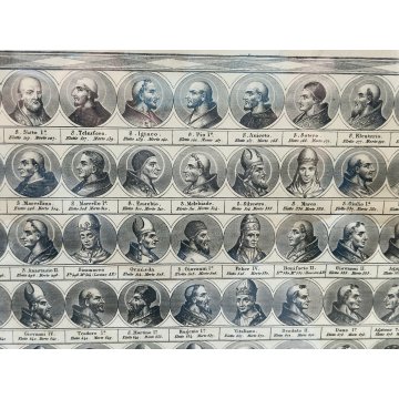 ANTICA STAMPA INCISIONE G. M. Tagliaferri QUADRO CRONOLOGICO DEI PAPI Ritratto