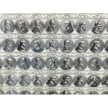 ANTICA STAMPA INCISIONE G. M. Tagliaferri QUADRO CRONOLOGICO DEI PAPI Ritratto