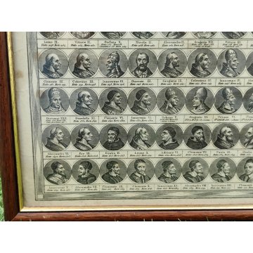ANTICA STAMPA INCISIONE G. M. Tagliaferri QUADRO CRONOLOGICO DEI PAPI Ritratto