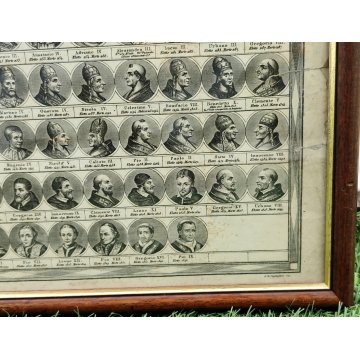 ANTICA STAMPA INCISIONE G. M. Tagliaferri QUADRO CRONOLOGICO DEI PAPI Ritratto