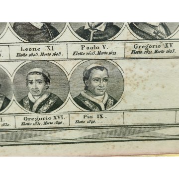 ANTICA STAMPA INCISIONE G. M. Tagliaferri QUADRO CRONOLOGICO DEI PAPI Ritratto