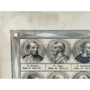 ANTICA STAMPA INCISIONE G. M. Tagliaferri QUADRO CRONOLOGICO DEI PAPI Ritratto