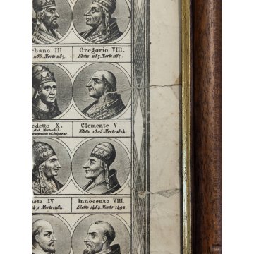 ANTICA STAMPA INCISIONE G. M. Tagliaferri QUADRO CRONOLOGICO DEI PAPI Ritratto