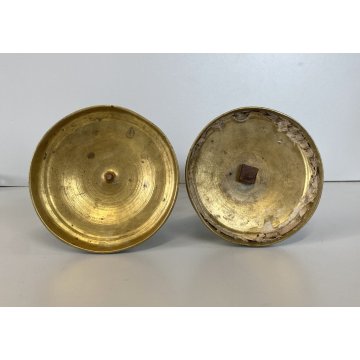 ANTICA COPPIA CANDELIERE VINTAGE VETRO OTTONE BRASS GLASS 26,5 cm/h  DECO' '900