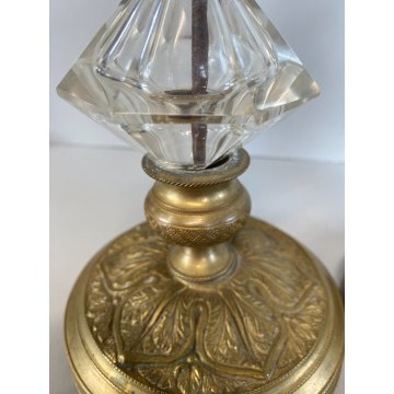 ANTICA COPPIA CANDELIERE VINTAGE VETRO OTTONE BRASS GLASS 26,5 cm/h  DECO' '900