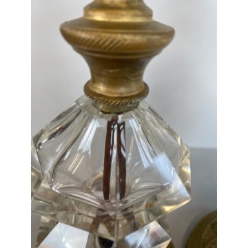 ANTICA COPPIA CANDELIERE VINTAGE VETRO OTTONE BRASS GLASS 26,5 cm/h  DECO' '900
