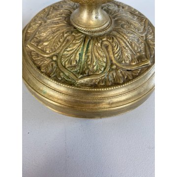 ANTICA COPPIA CANDELIERE VINTAGE VETRO OTTONE BRASS GLASS 26,5 cm/h  DECO' '900
