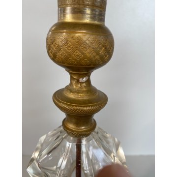 ANTICA COPPIA CANDELIERE VINTAGE VETRO OTTONE BRASS GLASS 26,5 cm/h  DECO' '900