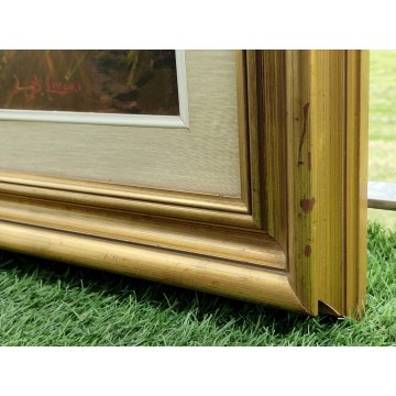 GRANDE QUADRO DIPINTO OLIO TAVOLA Bruno Livori PAESAGGIO CAMPAGNA Cacciatore dog