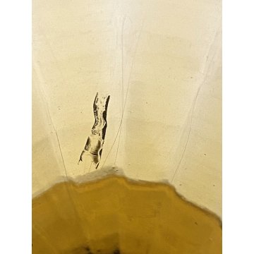 VASO VETRO Murano STILE Vittorio Zecchin AMBRA COSTOLATO BOCCA ONDULATA 24cm/h