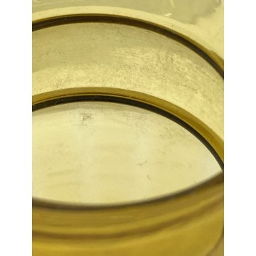 VASO VETRO Murano STILE Vittorio Zecchin AMBRA COSTOLATO BOCCA ONDULATA 24cm/h