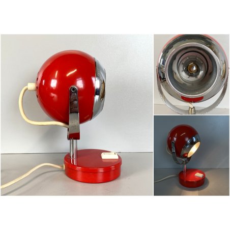 LAMPADA TAVALO ABATJOUR VINTAGE METALLO ROSSO ORIENTABILE DESIGN Reggiani '70s