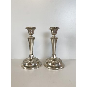 COPPIA CANDELIERE PORTACANDELE VINTAGE 18 cm/h SILVER PLATED MADE in ENGLAND '50