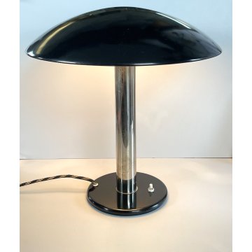 LAMPADA VINTAGE NERA METALLO CROMATO BAUHAUS ANNI 30 MINIMALISTA DESIGN LAMP
