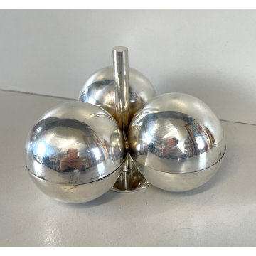 POSACENERE SVUOTATASCHE LINO SABATTINI METALLO ARGENTATO SFERE DESIGN VINTAGE