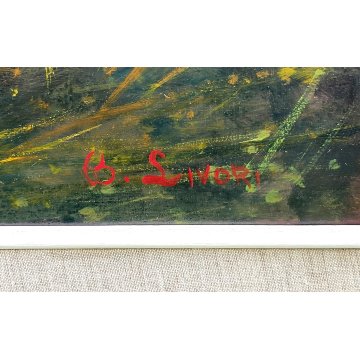 QUADRO DIPINTO OLIO TAVOLA Bruno Livori PAESAGGIO LACUSTRE pescatori TRABUCCO