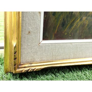 QUADRO DIPINTO OLIO TAVOLA Bruno Livori PAESAGGIO LACUSTRE pescatori TRABUCCO