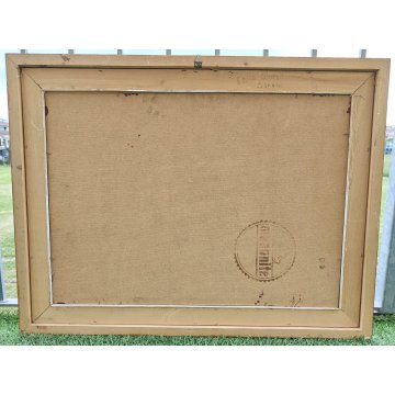 QUADRO DIPINTO OLIO TAVOLA Bruno Livori PAESAGGIO LACUSTRE pescatori TRABUCCO