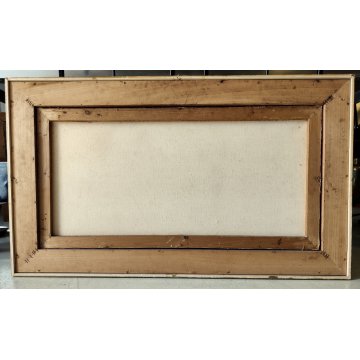 GRANDE QUADRO DIPINTO OLIO TELA firmato PAESAGGIO MARINA epoca 900 PORTO BARCHE
