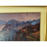 QUADRO DIPINTO OLIO TELA Carlo Monti PAESAGGIO ROCCA Lago Maggiore ARONA alpi