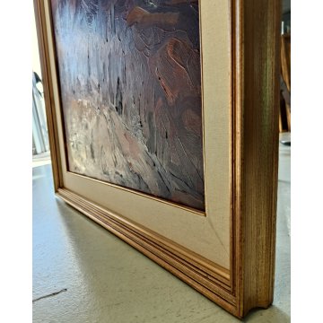 QUADRO DIPINTO OLIO TELA Carlo Monti PAESAGGIO ROCCA Lago Maggiore ARONA alpi